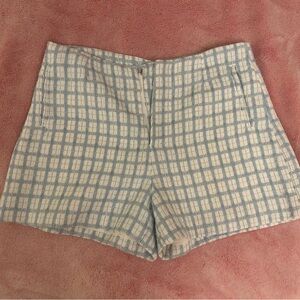 Blue and White Pleated Women's Shorts